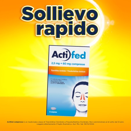 Confezione Actifed 2,5 mg compresse per congestione nasale e raffreddore Confezione Actifed 2,5 mg compresse per congestione nasale e raffreddore