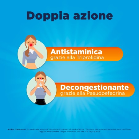 Confezione Actifed 2,5 mg compresse per congestione nasale e raffreddore Confezione Actifed 2,5 mg compresse per congestione nasale e raffreddore