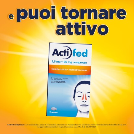 Confezione Actifed 2,5 mg compresse per congestione nasale e raffreddore Confezione Actifed 2,5 mg compresse per congestione nasale e raffreddore
