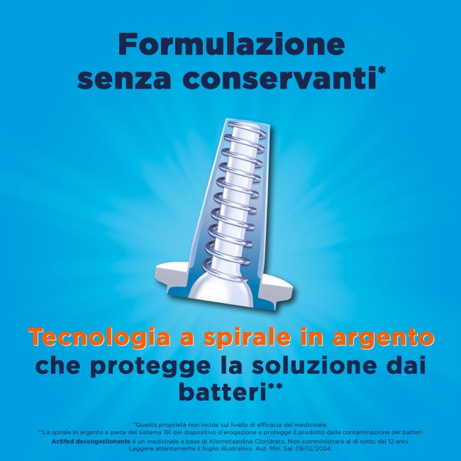Spray nasale Actifed Decongestionante 0,1% per congestione nasale da raffreddore e sinusite 10 ml