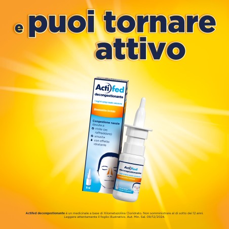 Spray nasale Actifed Decongestionante 0,1% per congestione nasale da raffreddore e sinusite 10 ml