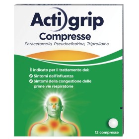 Confezione Actigrip 12 compresse per sintomi influenzali e raffreddore
