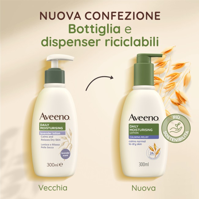 Crema corpo Aveeno Daily Moisturising alla lavanda con dispenser pump 300 ml
