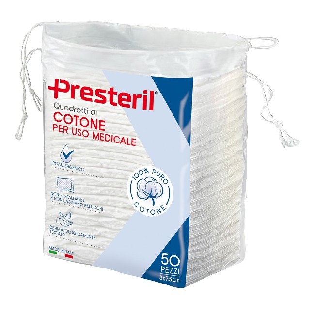 Corman Quadrotti Cotone Idrofilo Presteril 8x7,5 Cm 50 Pezzi