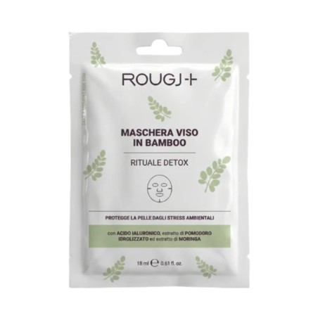 Rougj Maschera Viso Bamboo Detox maschera in tessuto per trattamento purificante e idratante del viso, 1 Pezzo 18ml Rougj Maschera Viso Bamboo Detox maschera in tessuto per trattamento purificante e idratante del viso, 1 Pezzo 18ml
