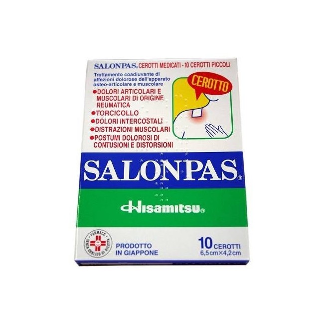 Hisamitsu Pharmaceutical Salonpas 36,06 Mg/32,73mg/7,11mg Cerotti Medicati 10 Cerotti Metile Salicilato/levomentolo/dl-canfora Hisamitsu Pharmaceutical Salonpas 36,06 Mg/32,73mg/7,11mg Cerotti Medicati 10 Cerotti Metile Salicilato/levomentolo/dl-canfora