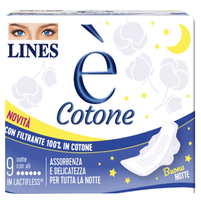 Fater Lines E' Cotone Ali Assorbente Esterno Notte 9 Pezzi Fater Lines E' Cotone Ali Assorbente Esterno Notte 9 Pezzi