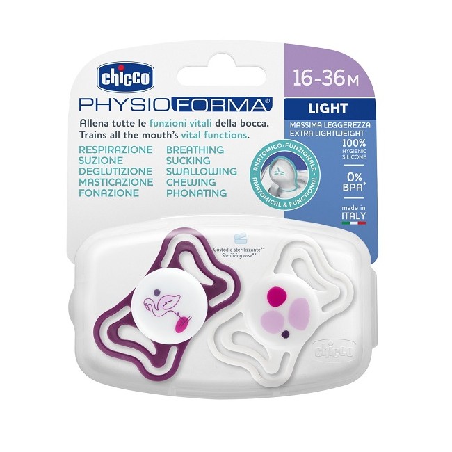 Chicco Succhietto Light Rosa Silicone 16-36m 2 Pezzi Chicco Succhietto Light Rosa Silicone 16-36m 2 Pezzi