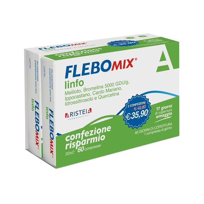 Aristeia Farmaceutici Flebomix Linfo Bipack 30 + 30 Compresse Aristeia Farmaceutici Flebomix Linfo Bipack 30 + 30 Compresse