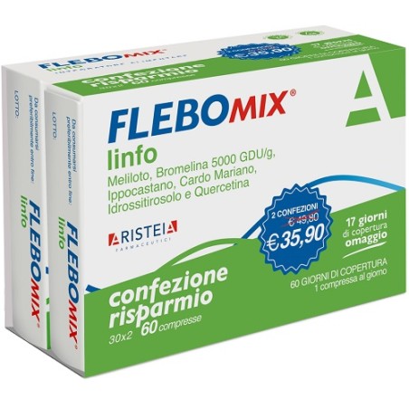 Aristeia Farmaceutici Flebomix Linfo Bipack 30 + 30 Compresse Aristeia Farmaceutici Flebomix Linfo Bipack 30 + 30 Compresse