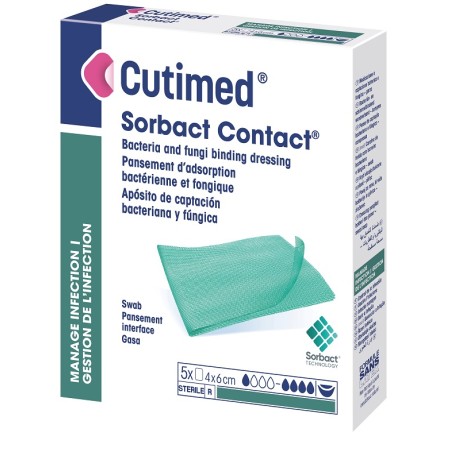 Essity Medicazione Idrofobica Cutimed Sorbact Contact 4x6 Cm 5 Pezzi Essity Medicazione Idrofobica Cutimed Sorbact Contact 4x6 Cm 5 Pezzi