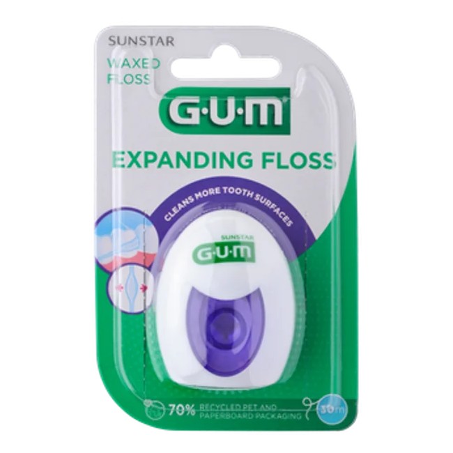 Gum Expanding Floss filo interdentale cerato ed espandibile da 30 metri per la pulizia degli spazi interdentali Gum Expanding Floss filo interdentale cerato ed espandibile da 30 metri per la pulizia degli spazi interdentali