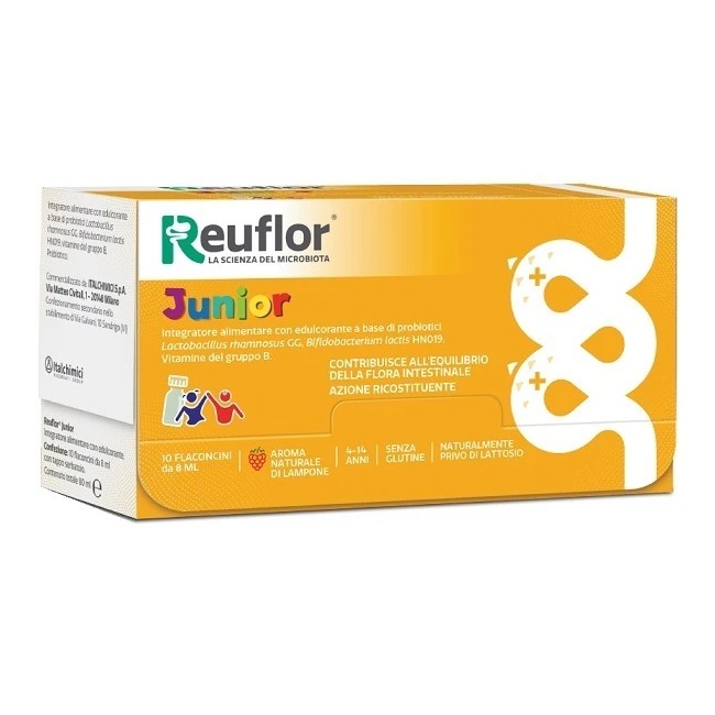 Reuflor Junior 10 flaconicini con fermenti lattici, vitamine e zinco per bambini