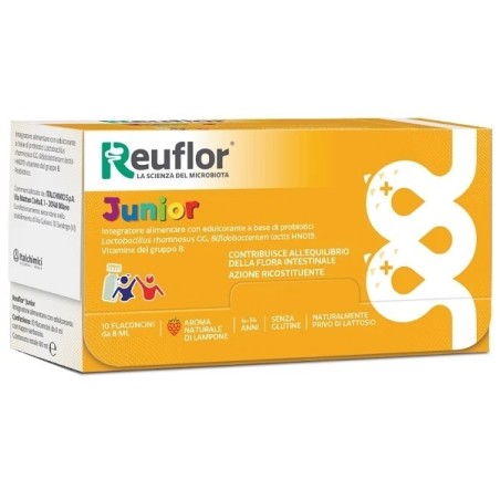 Reuflor Junior 10 flaconicini con fermenti lattici, vitamine e zinco per bambini