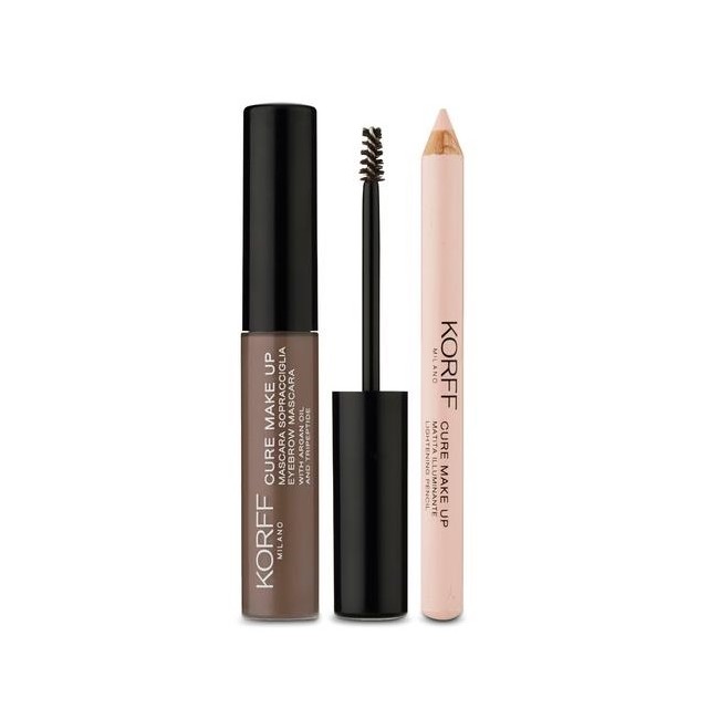 Korff Cure Make Up Kit Sopracciglia con Mascara Sopracciglia 02 + Matita Illuminante 02