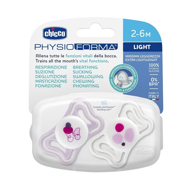 Chicco Succhietto Light Rosa Silicone 2-6m 2 Pezzi Chicco Succhietto Light Rosa Silicone 2-6m 2 Pezzi
