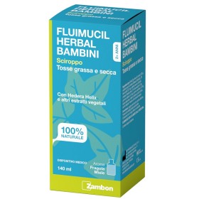 Zambon Fluimucil Herbal Bambini Sciroppo Tosse Grassa E Secca 140 Ml Aroma Fragola E Miele Senza Glutine Senza Lattosio