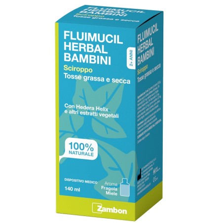 Zambon Fluimucil Herbal Bambini Sciroppo Tosse Grassa E Secca 140 Ml Aroma Fragola E Miele Senza Glutine Senza Lattosio Zambon Fluimucil Herbal Bambini Sciroppo Tosse Grassa E Secca 140 Ml Aroma Fragola E Miele Senza Glutine Senza Lattosio