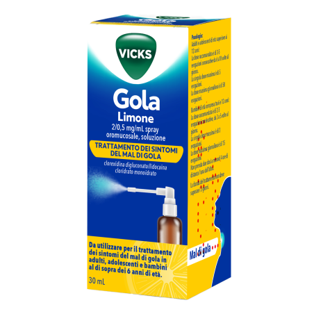 Procter & Gamble Vicks Gola Mentolo 2/0,5 Mg/ml Spray Oromucosale, Soluzione Vicks Gola Limone 2/0,5 Mg/ml Spray Oromucosale, So Procter & Gamble Vicks Gola Mentolo 2/0,5 Mg/ml Spray Oromucosale, Soluzione Vicks Gola Limone 2/0,5 Mg/ml Spray Oromucosale, So