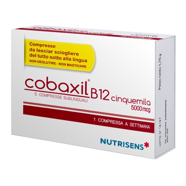 Nutrisens Italia Sbrl Cobaxil B12 Cinquemila 5 Compresse Sublinguali Da 0,4 G Senza Glutine Nutrisens Italia Sbrl Cobaxil B12 Cinquemila 5 Compresse Sublinguali Da 0,4 G Senza Glutine