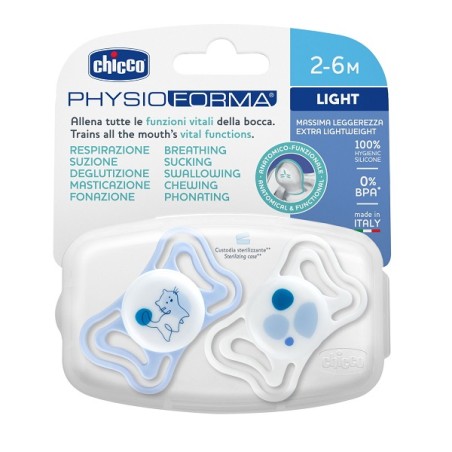 Chicco Succhietto Light Blu Silicone 2-6m 2 Pezzi Chicco Succhietto Light Blu Silicone 2-6m 2 Pezzi