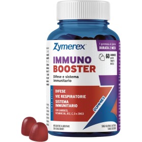 Zymerex Immuno Booster, 60 gummies al gusto frutti rossi con sambuco, zinco e vitamine C, D, B6 e B12.