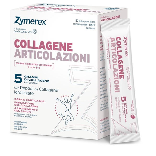 Zymerex Collagene Articolazioni, integratore liquido con collagene, glucosamina, condroitina, MSM, vitamine e minerali. Zymerex Collagene Articolazioni, integratore liquido con collagene, glucosamina, condroitina, MSM, vitamine e minerali.