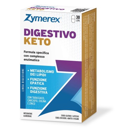 Zymerex Digestivo Keto 30 compresse con carciofo, tarassaco, colina, zinco ed enzimi digestivi.