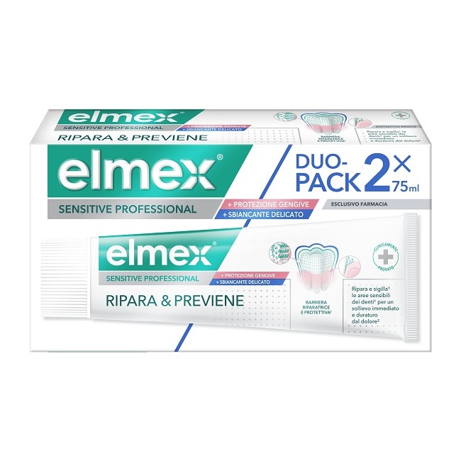 Giuliani Elmex Sensitive Professional Ripara & Previene Whitening 2 Pezzi Da 75 Ml Giuliani Elmex Sensitive Professional Ripara & Previene Whitening 2 Pezzi Da 75 Ml