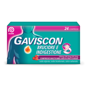 Reckitt Benckiser Gaviscon Bruciore E Indigestione Compresse Masticabili Gusto Frutti Rossi Sodio Alginato/sodio Bicarbonato/cal