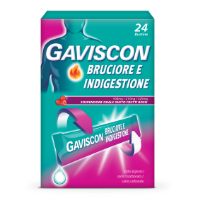Reckitt Benckiser Gaviscon Bruciore E Indigestione Sospensione Orale In Bustina Gusto Frutti Rossi Sodio Alginato/sodio Bicarbon