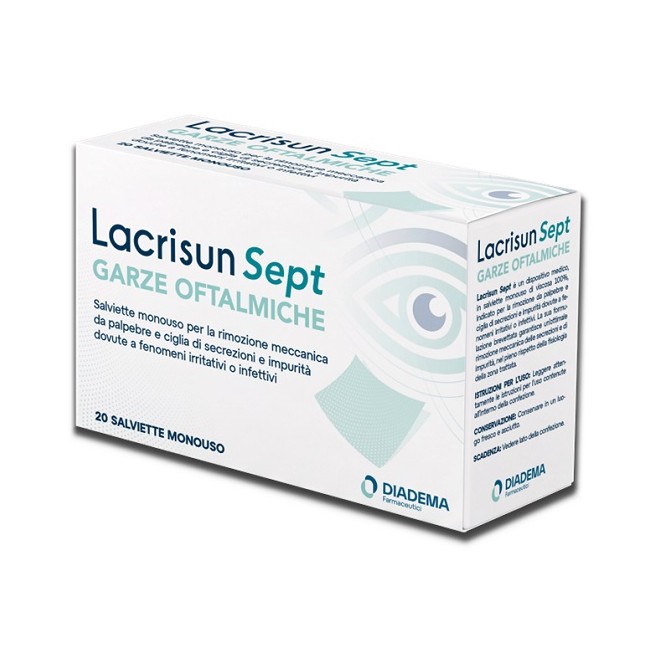 Diadema Farmaceutici Lacrisun Sept Garze Oftalmiche 20 Salviette Monouso Diadema Farmaceutici Lacrisun Sept Garze Oftalmiche 20 Salviette Monouso
