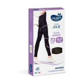 Sauber Linea Jolie Leggings Emana 70 Den Nero TG. M, leggings a compressione graduata con filato EMANA e azione tonificante.