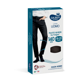 Uomo Q-SKIN 140 Den di colore Blu, taglia S/M, con compressione graduata da 18-22 mmHg.