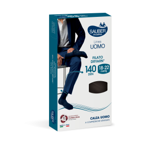 Sauber Calza Uomo 140 Den Dryarn Blu TG. S/M, calza elegante con compressione graduata terapeutica.