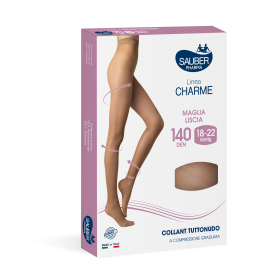 Sauber Charme Tuttonudo Nero Tg. 5, collant 140 Den a compressione graduata 18-22 mmHg.