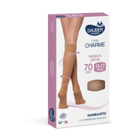 Gambaletto Linea Charme 70 Den Camel Tg. 4, con compressione graduata tonificante da 13-17 mmHg.