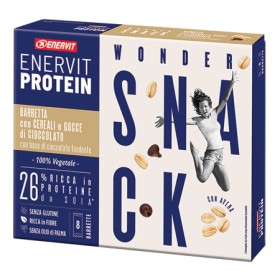 Enervit Protein Snack Barretta Vegetale al Cioccolato Fondente - 8 Barrette da 27g