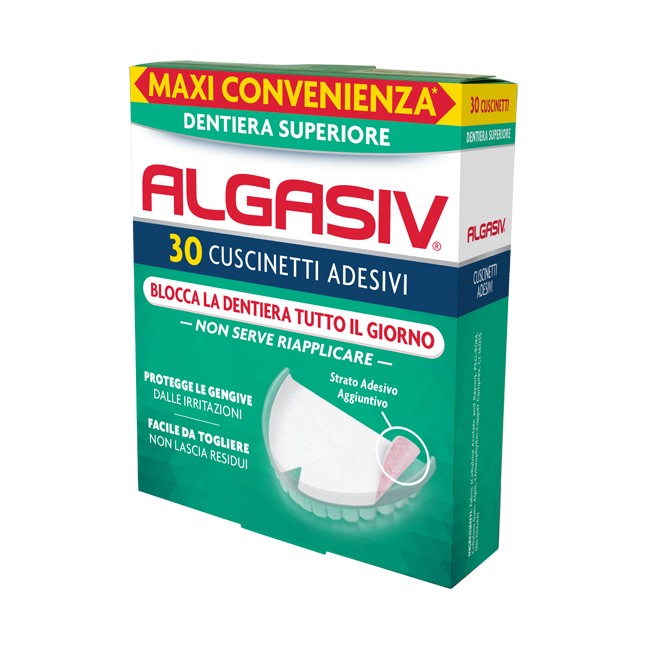 Algasiv adesivo per protesi dentaria superiore 30 pezzi Algasiv adesivo per protesi dentaria superiore 30 pezzi