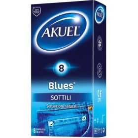 Akuel Profilattico Blues Sottile - Confezione da 8 Pezzi