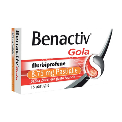 Benactiv Gola  8,75 mg Senza Zucchero - Arancia 16 pastiglie 