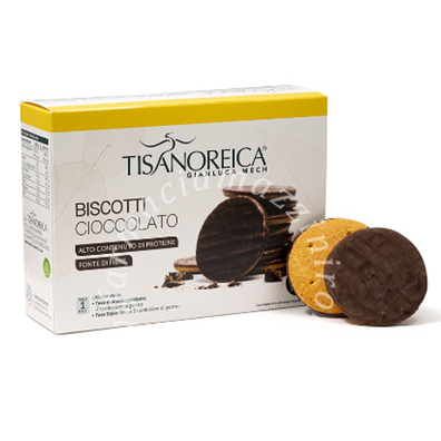 Tisanoreica Biscotti al Cioccolato Alto Contenuto di proteine e Fonte di Fibre - 4 Confezioni da 4 Biscotti