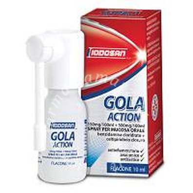 Gola action  150 mg/100 ml + 500 mg/100 ml spray per mucosa orale 1 flacone 10 ml 